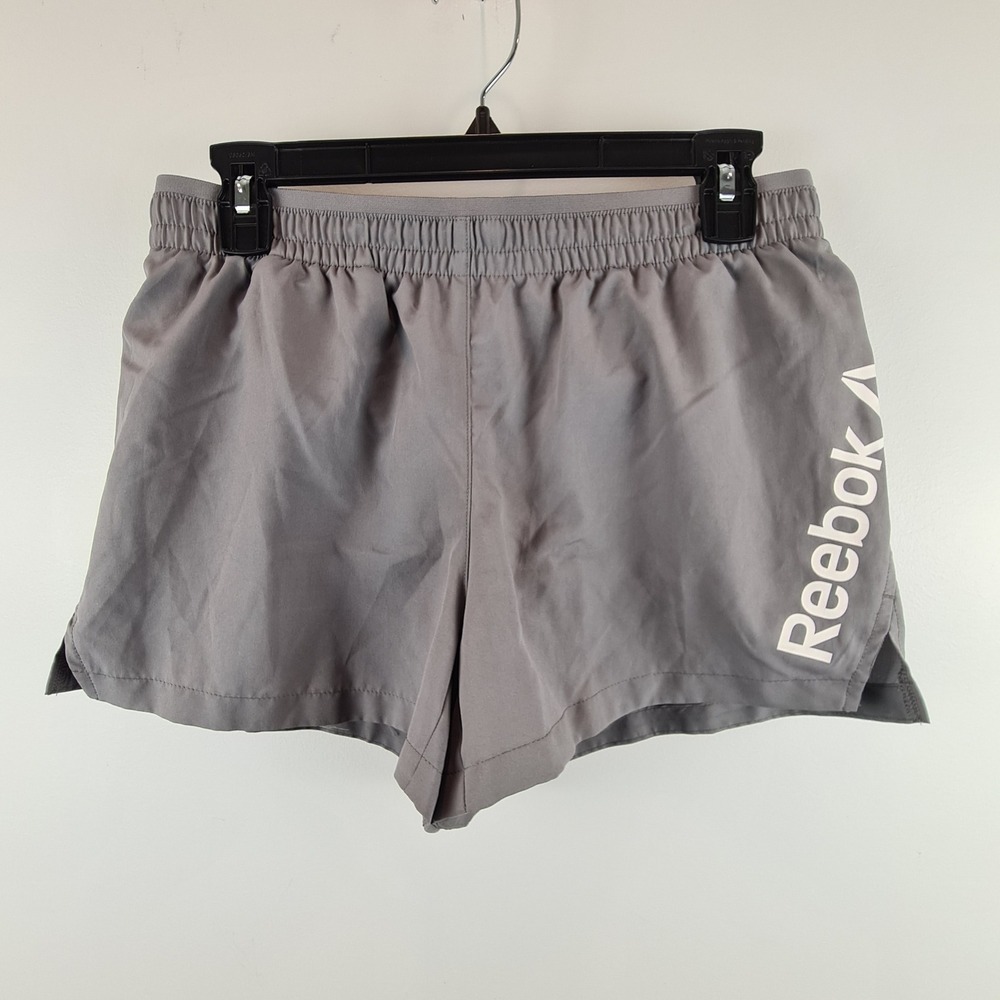 Reebok Womens Gray Running Shorts Size Small Elastic Waist Training Workout
